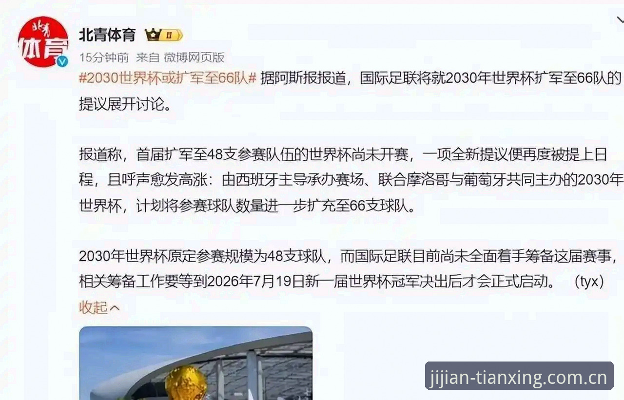 2030世界杯扩军66队完整指南：从历史变革看中国男足的入场契机